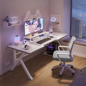 Bàn làm việc máy tính để Bàn chơi game màu trắng Bàn văn phòng tại nhà Bàn tiện dụng Phòng ngủ hiện đại Bàn học để Bàn văn phòng - Hình 2
