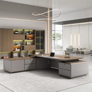 Bàn lãnh đạo kiểu châu Âu, bàn văn phòng cao cấp, bàn giám đốc chân inox, bàn giám đốc gỗ tự nhiên - Hình 2