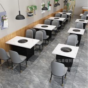 Bàn lẩu đá cẩm thạch bếp điện từ tích hợp nhà hàng thương mại cửa hàng thịt nướng treo tường ghế Bàn ghế sofa