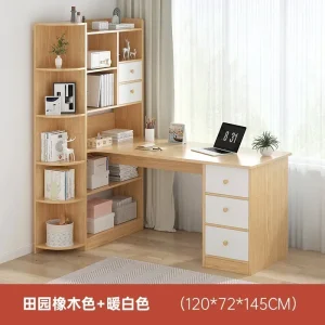 Bàn Máy Tính Kệ Sách Tích Hợp Kệ Ngăn Kéo Laptop Lớn Nhà Phòng Ngủ Học Sinh Bàn Viết Bàn Văn Phòng - Hình 3