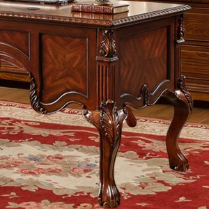 Bàn máy tính văn phòng cổ điển bằng gỗ nguyên khối lắp ráp cho nội thất văn phòng AG-203 - Hình 4
