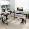 Bàn máy tính VHPVHP,Bàn máy tính xách tay PC góc,Máy trạm văn phòng học tập,Bàn làm việc tại nhà,Hình chữ L,Màu đen