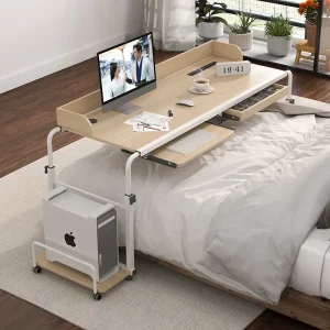 Bàn Overbed Xe đẩy máy tính xách tay Bàn máy tính xách tay có bánh xe Bàn trên giường Bàn có thể điều chỉnh cho bàn giường King Queen Bàn giường trên bánh xe