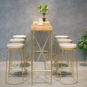 Bàn quầy bar bằng gỗ nguyên khối hiện đại quán cà phê Bàn ghế cao Bàn tường dài quán trà sữa Bàn giải trí