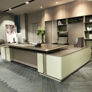 Bàn tổng giám đốc thiết kế Italy, bàn văn phòng cao cấp, bàn làm việc giám đốc tân cổ điển, bàn làm việc kết hợp tủ phụ - Hình 2