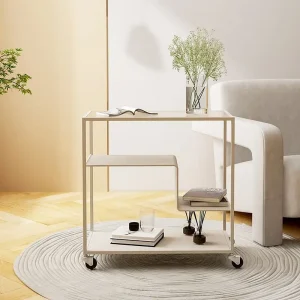 Bàn trà 60Cm Sang Trọng Tối Giản Bắc Âu Kính Bàn Cà Phê Kem Sofa Máy Tính Bảng Tủ Bảo Quản Cho Phòng Khách Nội Thất Gia Đình Decorat - Hình 2