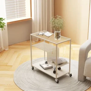 Bàn trà 60Cm Sang Trọng Tối Giản Bắc Âu Kính Bàn Cà Phê Kem Sofa Máy Tính Bảng Tủ Bảo Quản Cho Phòng Khách Nội Thất Gia Đình Decorat - Hình 3
