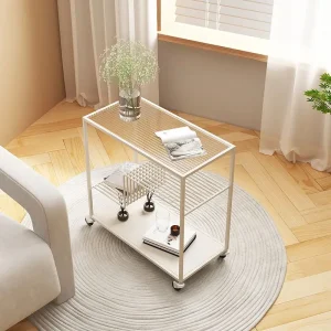 Bàn trà 60Cm Sang Trọng Tối Giản Bắc Âu Kính Bàn Cà Phê Kem Sofa Máy Tính Bảng Tủ Bảo Quản Cho Phòng Khách Nội Thất Gia Đình Decorat - Hình 4