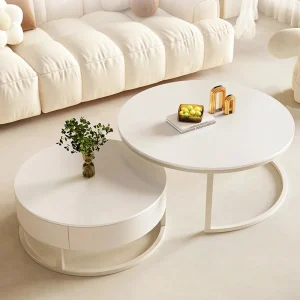 Bàn trà Apartament Pháp Góc Bàn Đá Cẩm Thạch Trắng Sang Trọng Bên Bàn Gốm Low Stolik Kawowy Phụ Kiện Phòng Khách - Hình 2