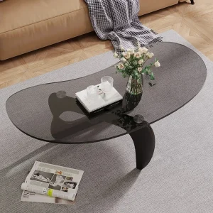Bàn trà Bắc Âu Bàn Trà Kính Cường Lực Hình Bầu Dục Thời Trang Tối Giản Thiết Kế Phòng Khách Sáng Tạo Căn Hộ Nhỏ Bàn Cà Phê Bàn Nội Thất - Hình 2