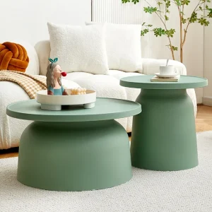 Bàn trà Bắc Âu Bộ Bàn Cà Phê Tròn Vỏ Nhựa Phòng Khách Hiện Đại Ban Công Góc Cà Phê Bên Bàn Mesa De Noche Đồ Gỗ Nội Ngoại Thất