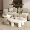 Bàn trà Bắc Âu Cao Cấp Nghệ Thuật Bàn Cà Phê Thiết Kế Hiện Đại Phòng Khách Đơn Giản Cao Cấp Bên Bàn Tròn Trắng Nâu Basse De Salon Nội Thất