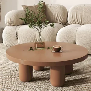 Bàn trà Bắc Âu Cao Cấp Nghệ Thuật Bàn Cà Phê Thiết Kế Hiện Đại Phòng Khách Đơn Giản Cao Cấp Bên Bàn Tròn Trắng Nâu Basse De Salon Nội Thất - Hình 3