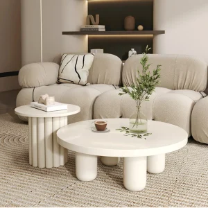 Bàn trà Bắc Âu Cao Cấp Nghệ Thuật Bàn Cà Phê Thiết Kế Hiện Đại Phòng Khách Đơn Giản Cao Cấp Bên Bàn Tròn Trắng Nâu Basse De Salon Nội Thất