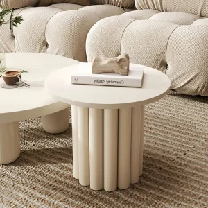 Bàn trà Bắc Âu Cao Cấp Nghệ Thuật Bàn Cà Phê Thiết Kế Hiện Đại Phòng Khách Đơn Giản Cao Cấp Bên Bàn Tròn Trắng Nâu Basse De Salon Nội Thất - Hình 4