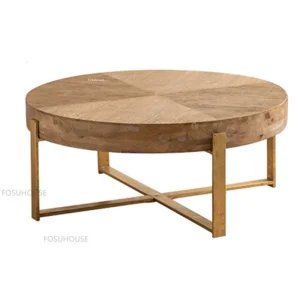 Bàn trà Bắc Âu Gỗ Chắc Chắn Bàn Cà Phê Café Nội Thất Bàn Tròn Đơn Giản Retro Sáng Tạo Đa Năng Hộ Gia Đình Ban Công Bàn Trà - Hình 2