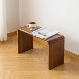 Bàn trà Bắc Âu Gỗ Chắc Chắn Bên Bàn Gỗ Óc Chó Đen Sofa Góc Bàn Phong Cách Nhật Bản Phòng Khách Bàn Nhỏ Đơn Giản Bên Bàn 2023 - Hình 2