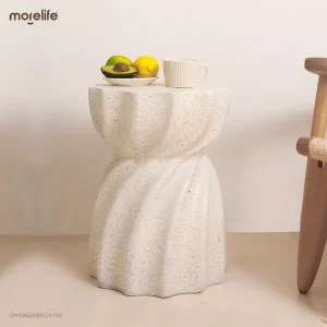 Bàn trà Bắc Âu Kem Phong Cách Chống Nước Bàn Cà Phê Tối Giản Phòng Khách Dễ Thương Bàn Tròn Nhỏ Phòng Ngủ Hiện Đại Đầu Giường Nội Thất - Hình 2