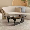 Bàn trà Bắc Âu Kính Cường Lực Bàn Trà Nhà Phòng Khách Bên Bàn Chân Gỗ Chắc Chắn Bàn Đơn Giản Ban Công Tất Nam Góc Bàn