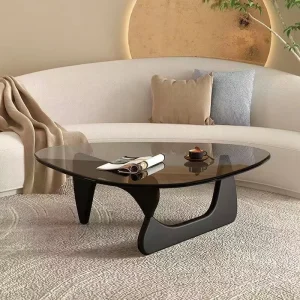 Bàn trà Bắc Âu Kính Cường Lực Bàn Trà Nhà Phòng Khách Bên Bàn Chân Gỗ Chắc Chắn Bàn Đơn Giản Ban Công Tất Nam Góc Bàn