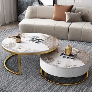 Bàn trà Bắc Âu Phòng Khách Bàn Thiết Kế Hiện Đại Vàng Tối Giản Đá Cẩm Thạch Tác Dụng Bàn Cà Phê Tròn Cao Cấp Mesa Centro Salon Trang Trí