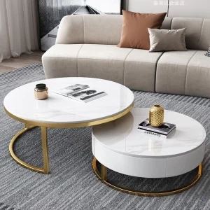 Bàn trà Bắc Âu Phòng Khách Bàn Thiết Kế Hiện Đại Vàng Tối Giản Đá Cẩm Thạch Tác Dụng Bàn Cà Phê Tròn Cao Cấp Mesa Centro Salon Trang Trí - Hình 4