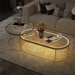 Bàn trà Bắc Âu sang trọng kính bàn cà phê phòng khách hộ gia đình cỡ nhỏ bàn cà phê thủy tinh kích thước bộ kính cường lực cà phê