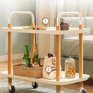 Bàn trà Bắc Âu Sofa Bên Tủ Di Động 2 Lớp Bên Kệ Phòng Ngủ Đầu Giường Căn Hộ Nhỏ Xe Đẩy Ins Nhỏ Bàn Cà Phê - Hình 3