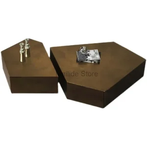 Bàn trà Bắc Âu Thép Không Gỉ Bàn Cà Phê Cho Nội Thất Phòng Khách Sofa Bên Bàn Hộ Gia Đình Căn Hộ Nhỏ Thiết Kế Bàn Cà Phê - Hình 2