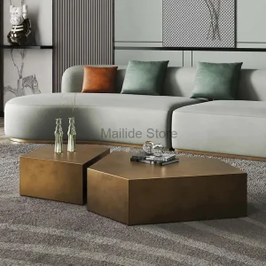Bàn trà Bắc Âu Thép Không Gỉ Bàn Cà Phê Cho Nội Thất Phòng Khách Sofa Bên Bàn Hộ Gia Đình Căn Hộ Nhỏ Thiết Kế Bàn Cà Phê