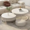 Bàn trà Bắc Âu Tối Giản Bàn Tròn Phòng Khách Trắng Góc Sách Bàn Bên Stolik Kawowy Vật Dụng Gia Đình