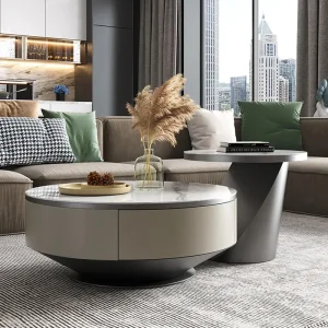 Bàn trà Bàn Cà Phê Hiện Đại Kim Loại Tròn Phòng Khách Bắc Âu Bàn Cà Phê Thiết Kế Sang Trọng Mesa Phụ Trợ Salon Nội Thất Gia Đình - Hình 2