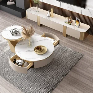 Bàn trà Bàn Cà Phê Hiện Đại Kim Loại Tròn Phòng Khách Bắc Âu Bàn Cà Phê Thiết Kế Sang Trọng Mesa Phụ Trợ Salon Nội Thất Gia Đình