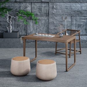 Bàn trà ban công kiểu Trung Quốc mới bàn ghế Bàn trà nhỏ hoàn chỉnh bằng gỗ nguyên khối Bàn trà Kung Fu hộ gia đình tối giản hiện đại - Hình 2