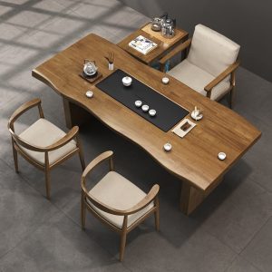 Bàn trà bảng lớn kiểu Trung Quốc mới và ghế Bàn trà văn phòng trọn bộ Bàn trà phòng khách bằng gỗ cứng Bàn trà Kung Fu - Hình 4