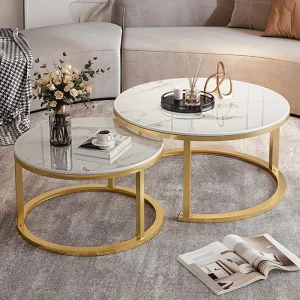 Bàn trà Cà Phê Cao Cấp Trang Trí Phòng Khách Ăn Sáng Đứng Tròn Bàn Cà Phê Chống Nước Nhật Bản Basse De Salon Đồ Nội Thất - Hình 2