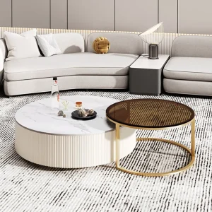 Bàn trà Công Nghiệp Cao Cấp Chân Bàn Kim Loại Trắng Bàn Cà Phê Thiết Kế Hiện Đại Bàn Basse De Salon Nội Thất Phòng Ngủ - Hình 2