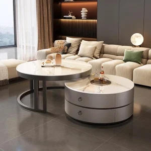 Bàn trà Đá Cẩm Thạch Tròn Bàn Sang Trọng Hiện Đại Tối Giản Thanh Lịch Liftable Bàn Tầng Tavolino Da Salotto Nội Thất Bắc Âu