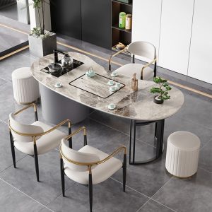 Bàn trà đá phiến hiện đại nhẹ nhàng sang trọng phòng khách nhà ban công đa năng Bàn trà Bàn trà tròn chung cư nhỏ - Hình 3