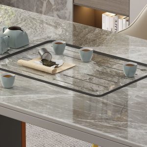 Bàn trà đẹp mới sang trọng tấm đá Bàn trà và ghế tối giản hiện đại Bàn trà văn phòng acrylic Bàn trà ban công nhà - Hình 3