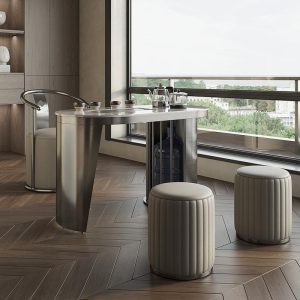 Bàn trà đẹp tối giản sang trọng hiện đại tối giản phiến đá Bàn trà phòng khách văn phòng ban công nhà Kung Fu Bàn trà nhỏ ghế trà - Hình 3
