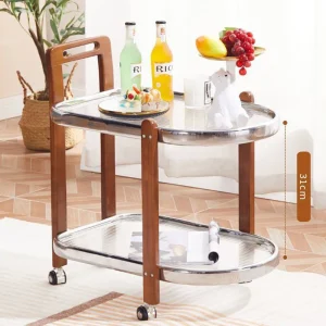 Bàn trà Di Chuyển Được Trà Chiều Bàn Bàn Nhỏ Phòng Khách Xe Đẩy Kính Cường Lực Bên Tủ Gỗ Chắc Chắn Giá Đa Năng Ròng Rọc - Hình 2