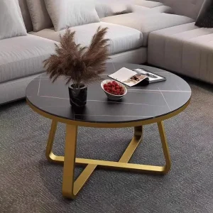 Bàn trà Đơn giản Đen Bàn Cà Phê Tròn Bắc Âu Cao Cấp Cảm Giác Cao Cấp Bàn Cà Phê Đá Cẩm Thạch Tác Dụng Độc Đáo Couchtisch Nội Thất Gia Đình