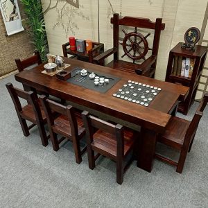 Bàn trà gỗ chắc chắn Bàn ghế uống trà Đơn Giản. Bàn trà Trung Quốc Kinh Doanh Nhà Phòng Khách Trà Nghệ Thuật Nội Thất - Hình 2