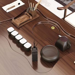 Bàn trà gỗ chắc chắn và ghế phong cách Trung Quốc mới hộ gia đình Bàn trà phòng khách đơn giản bàn cà phê văn phòng kung fu bảng lớn Bàn trà - Hình 4