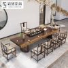 Bàn trà gỗ đặc phong cách Trung Quốc mới đầy đủ bộ Bàn trà văn phòng bảng lớn bàn ghế nhà toàn bộ bảng Bàn trà Bàn trà