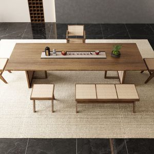 Bàn trà gỗ đặc phong cách wabi-sabi bàn ghế phòng khách gia đình bảng lớn Bàn trà Kung Fu văn phòng tiếp tân Bàn trà - Hình 4