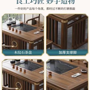 Bàn trà gỗ đặc trọn bộ Bàn trà kung fu đơn giản tích hợp nước sôi Bàn trà phòng khách bộ bàn ghế phong cách Trung Quốc mới - Hình 4