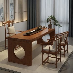 Bàn trà gỗ đặc và ghế Bàn trà mới của Trung Quốc bàn thư pháp bàn gỗ tối giản hiện đại nội thất phòng trà Bàn trà nghệ thuật - Hình 4