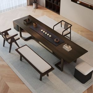 Bàn trà gỗ đặc văn phòng sáng tạo Bàn trà đơn giản phong cách Trung Quốc mới log bảng lớn phong cách wabi sabi Bàn trà và ghế - Hình 4